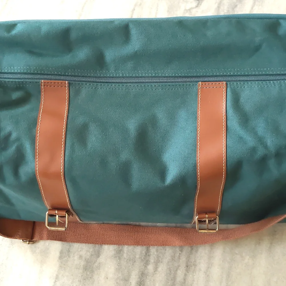 Ralph Lauren Pony Logo Leather Trim Briefcase Messenger Bag.